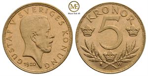 5 kronor 1920 Gustav V. Kv.0/01