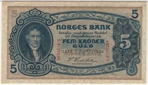 5 kroner 1930 L.8170234. 65 EPQ. Kv.0