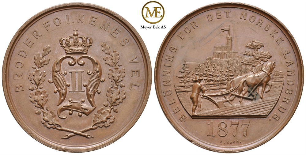 Belønning for det norske landbruk 1877. Bronse. G.Loos. Kv.0/01