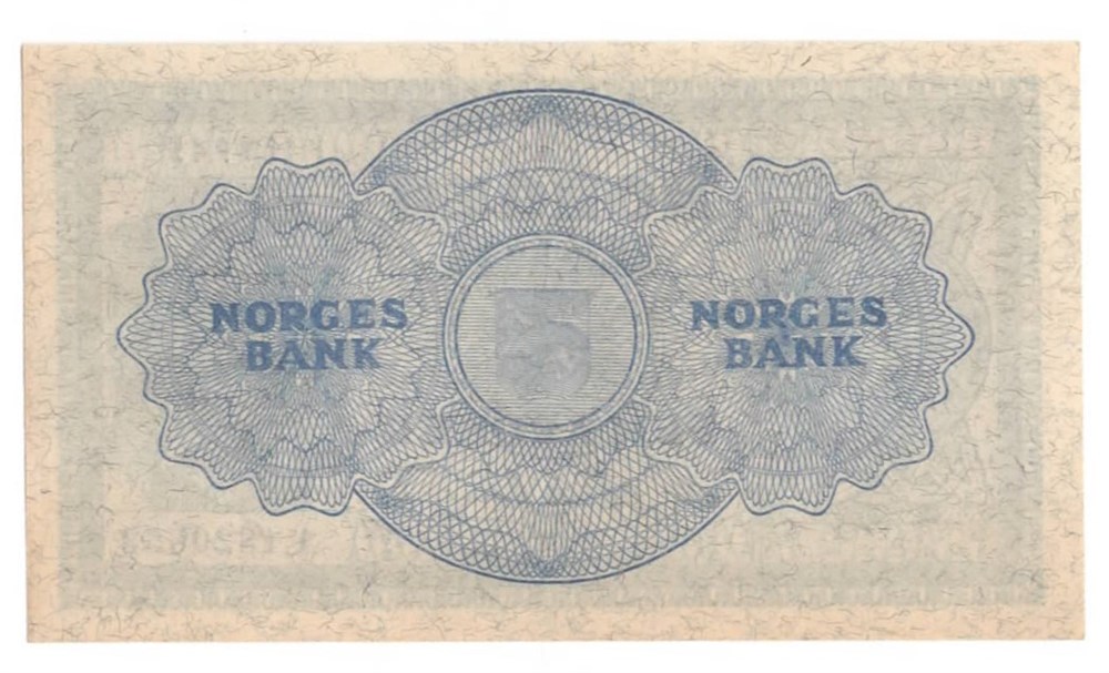 Norge 5 kroner 1945 A kv. 0