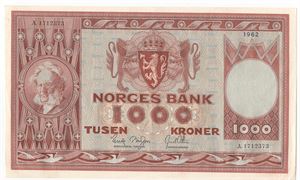 1000 kroner 1962 A.1712373. Kv.01