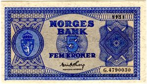 5 kroner 1951 G Kv.0