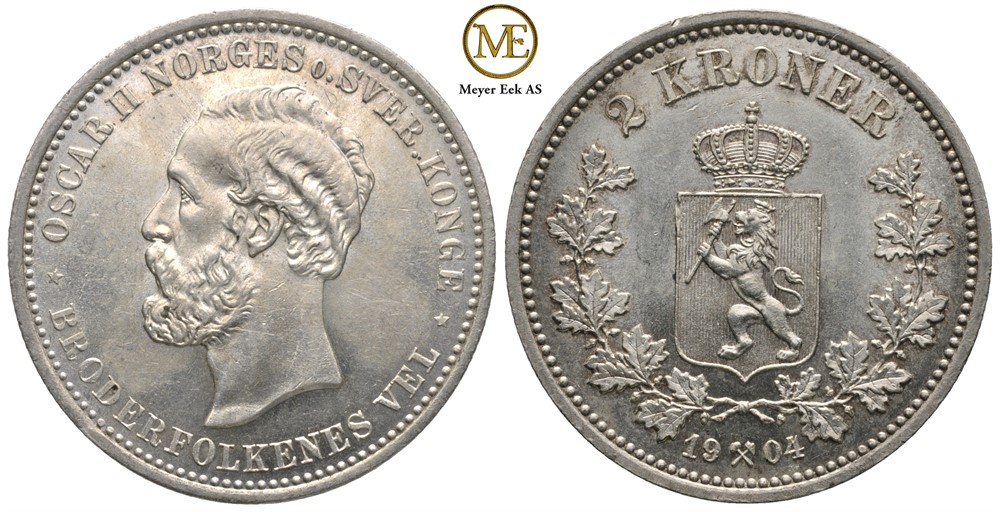 2 kroner 1904 Oscar II. Kv.0