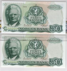 50 kroner 1975 G. I serie. Kv.0