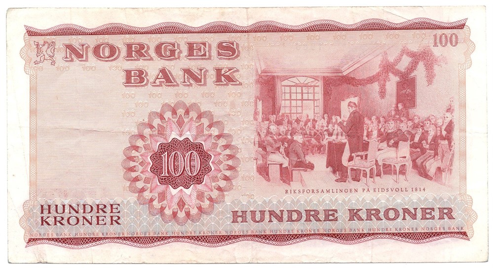 100 kroner 1966 X.0818118. Erstatningsseddel. Kv.1