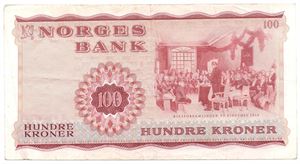 100 kroner 1966 X.0818118. Erstatningsseddel. Kv.1