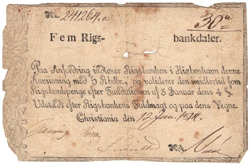 5 Rigsdaler 1814. No.241264a. Kv.1-/2