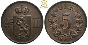 5 øre 1875 Oscar II. Kv.0/01