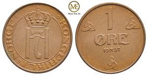 1 øre 1937 Haakon VII. Kv.0