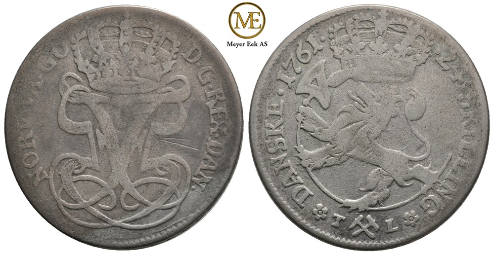 24 skilling 1761 Frederik V. NMD.18. Kv.1