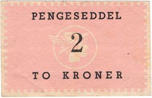 2 kroner pengeseddel 1940-1945. Kv.1