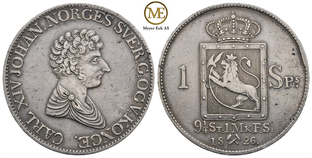 Speciedaler 1826 Carl XIV Johan. Kv.1+