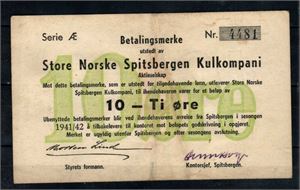 Spitsbergen 1941-42 10 øre Æ kv. 1