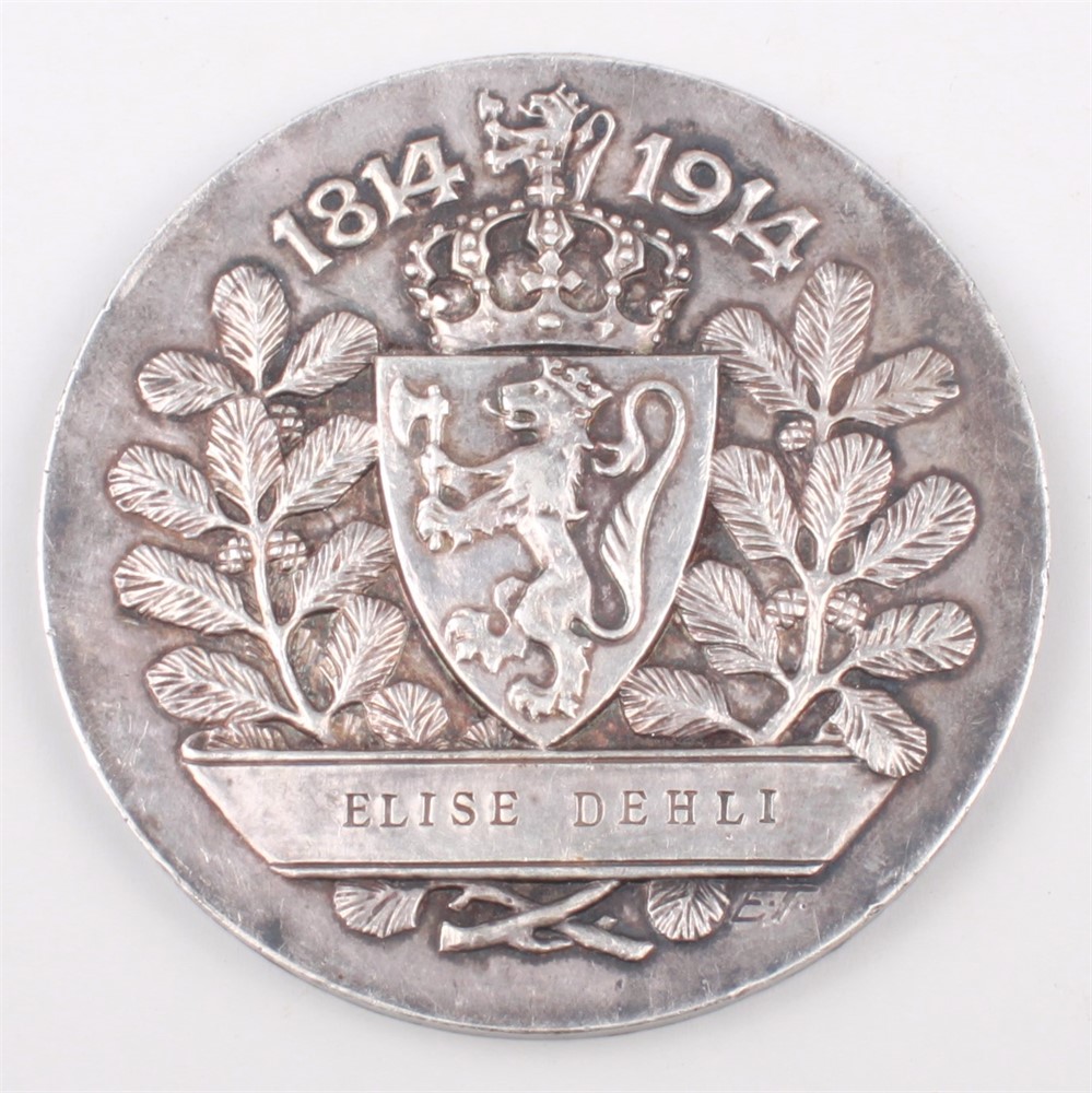 Jubileumsutstillingen i Kristiania 1914. Sølv (109 g). 61 mm. Inngravert. Kv.01