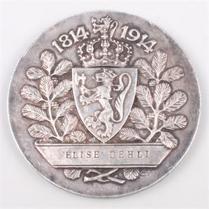 Jubileumsutstillingen i Kristiania 1914. Sølv (109 g). 61 mm. Inngravert. Kv.01