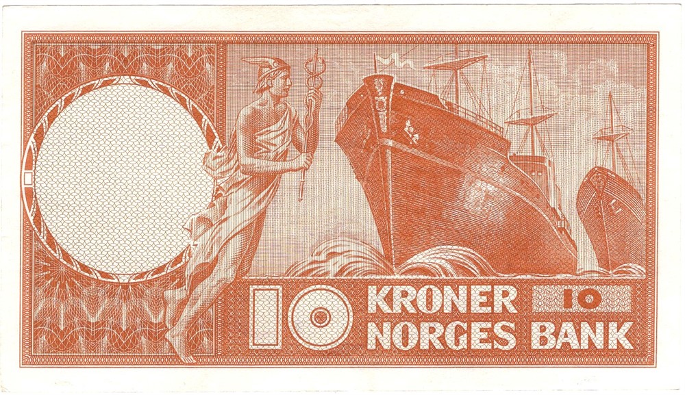 10 kroner 1958 Z.0274533 erstatningsseddel. Kv.1+/01