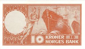 10 kroner 1958 Z.0274533 erstatningsseddel. Kv.1+/01