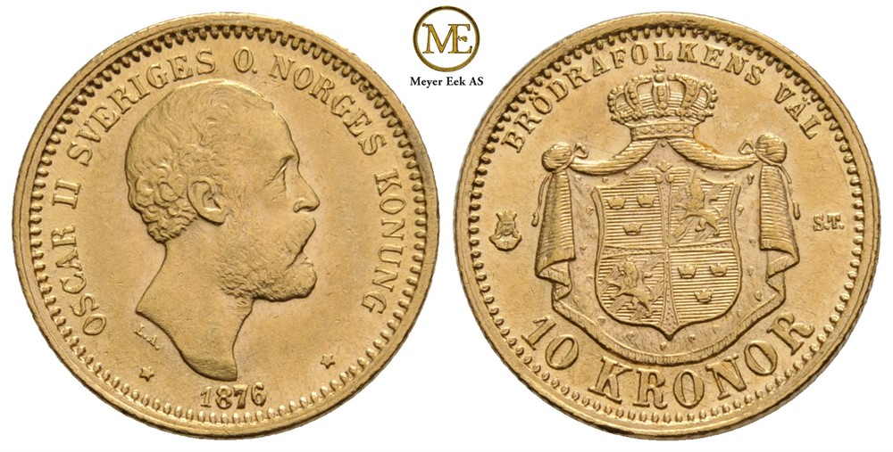 10 kronor 1876 Oscar II. Kv.01