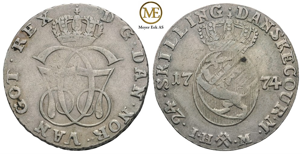 24 skilling 1774 Christian VII. Kv.1+