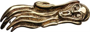Edvard Munch prestisjesett med 50 euro 2007 (16,129g/90%) sølvmedalje og brosje forgylt med 24 karat gull i orginalt skrin m/sertifikat