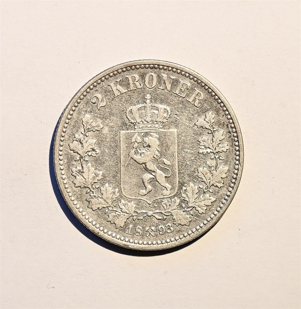 Norge 2 kroner 1893 kv. 1/1+