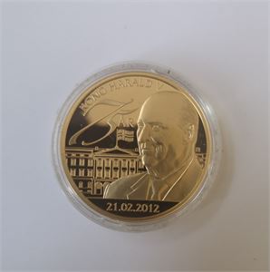 Kong Harald 75 år gull medalje nr 20 av 75 Samlerhuset 1 oz 14 karat gull