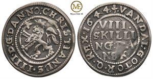 8 skilling 1644 Christian IV. Kv.1/1+