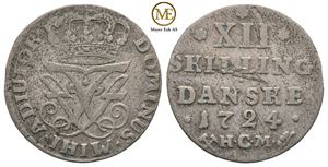 12 skilling 1724 Frederik IV. Kv.1/1+
