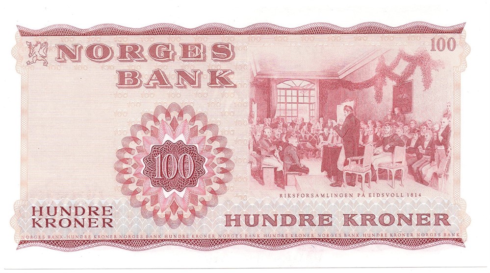 100 kroner 1977 Z.0740684. Erstatningsseddel. Kv.0