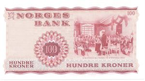 100 kroner 1977 Z.0740684. Erstatningsseddel. Kv.0