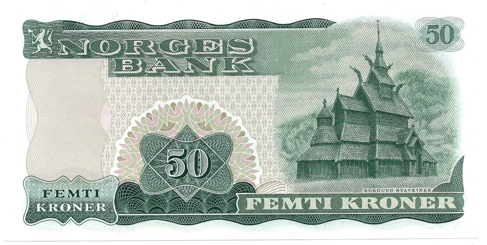 50 kroner 1973 X.3133437. Erstatningsseddel. Kv.0
