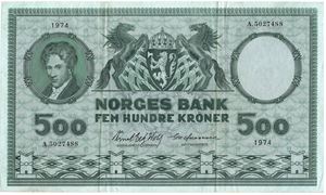 500 kroner 1974 A.5027488. Kv.1