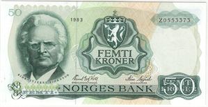 50 kroner 1983 Z.0553373 erstatningsseddel. Kv.0