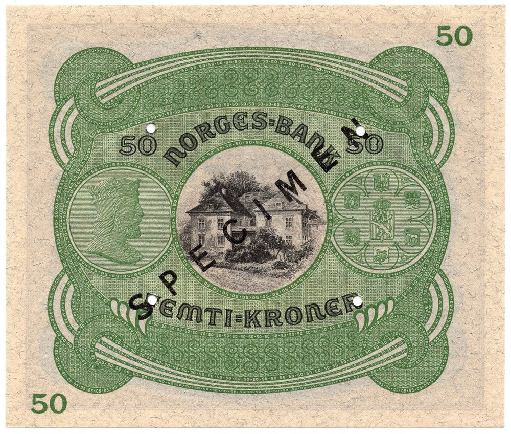 50 kroner 1945 D.1506068 Specimen. Kv.0