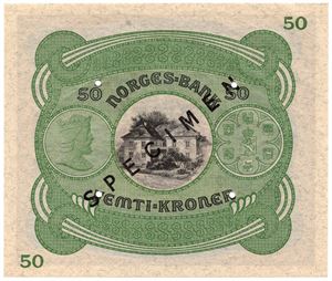 50 kroner 1945 D.1506068 Specimen. Kv.0