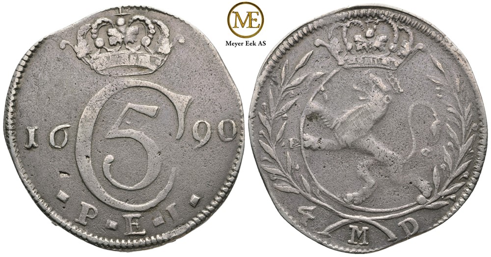 4 mark 1690 Christian V. Kv.1/1+