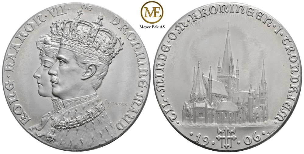 Medalje etter kroningen 1906 Haakon VII og Maud. Kv.0