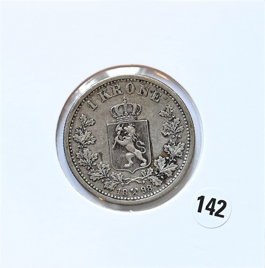 Norge 1 krone 1898 kv . 1+