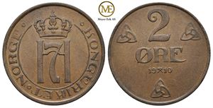 2 øre 1910 Haakon VII. Kv.01