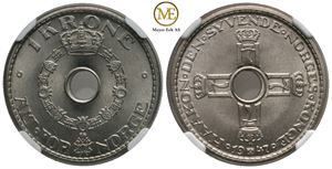 1 krone 1947 Haakon VII. MS 65. Kv.0