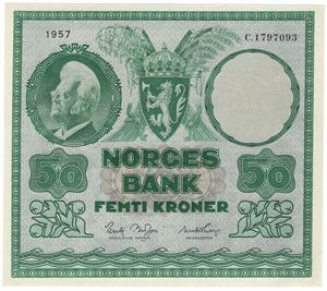 50 kroner 1957 C.1797093. Kv.0