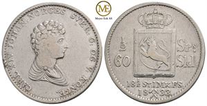 1/2 speciedaler 1833 Carl XIV Johan. Kv.1