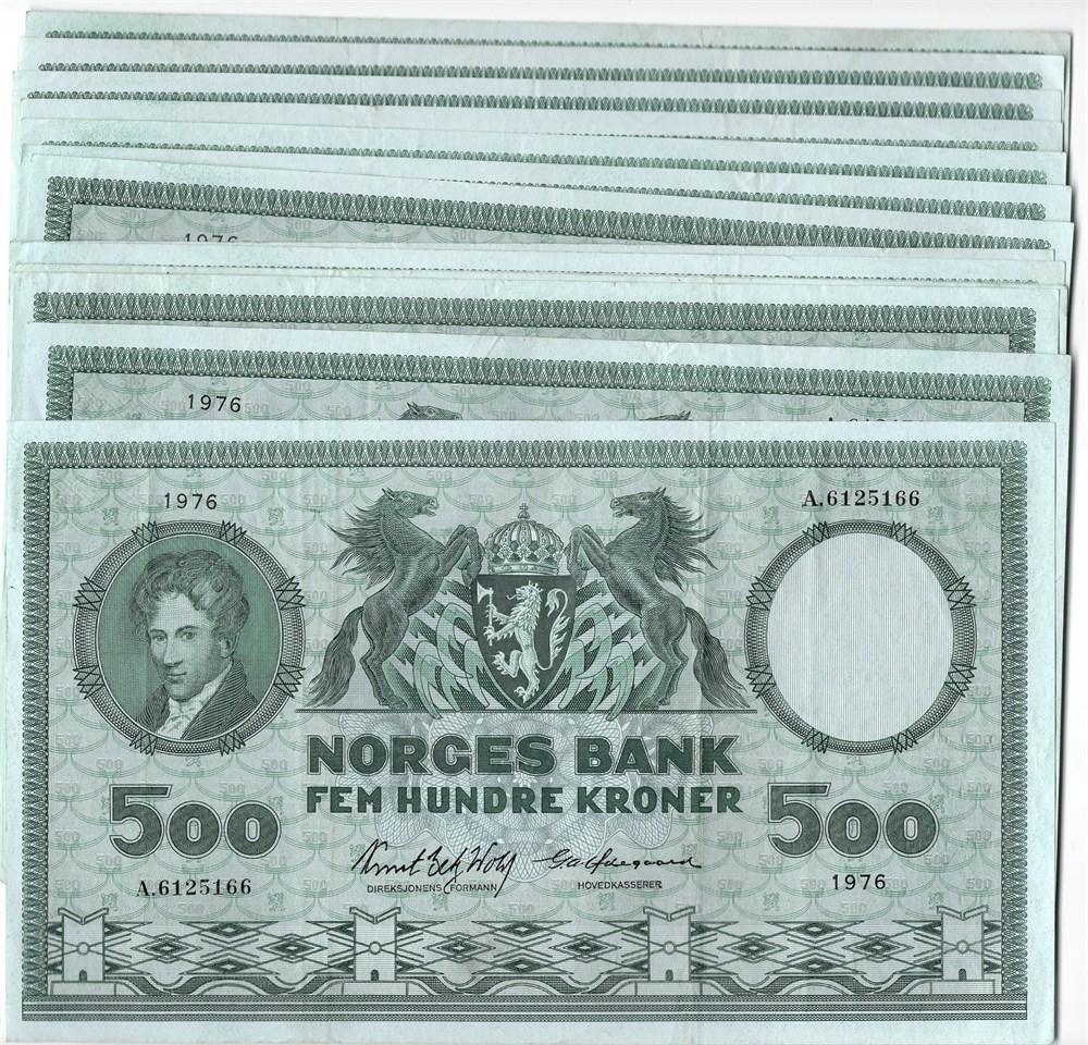 Stor Lot. 500 kroner 1976 A. VK