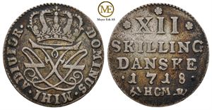 12 skilling 1718 Frederik IV. Kv.1+