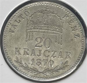 Ungarn 20 kreuzer 1870 KB Kv.01