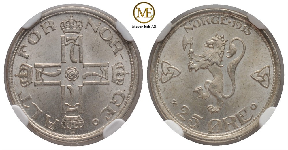 25 øre 1915 Haakon VII. Kv.0
