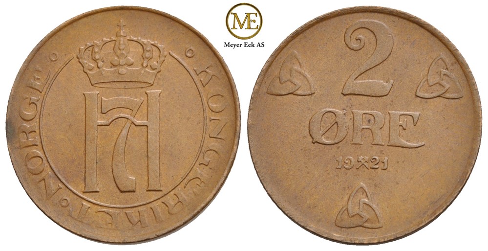 2 øre 1921 Haakon VII. Kv.0/01