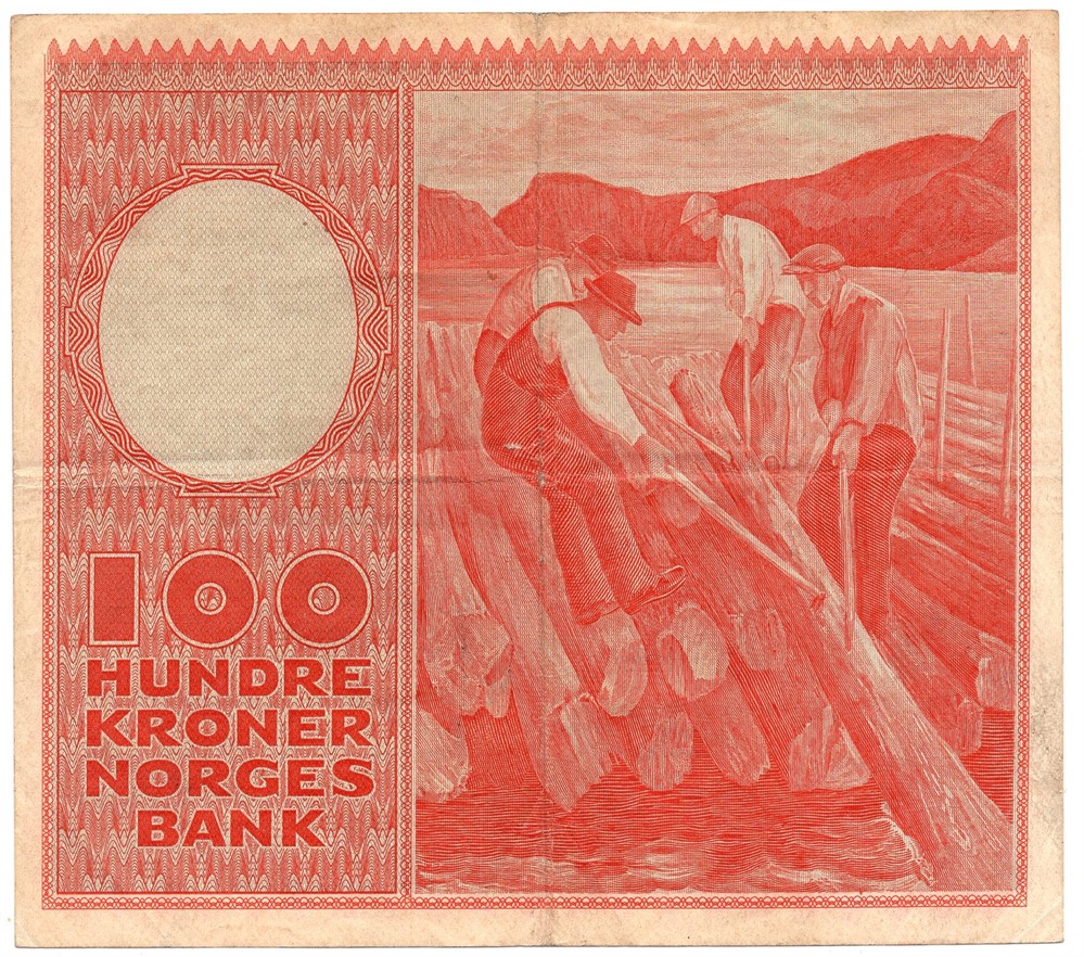 100 kroner 1962 Z.0502856. Erstatningsseddel. R-seddel. Kv.1
