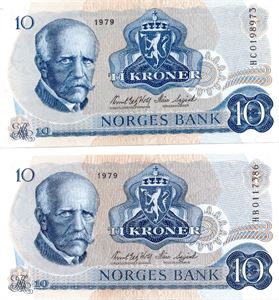 10 kroner 1979 HB og HC erstatning