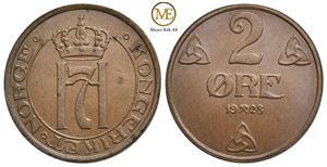 2 øre 1928 Haakon VII. Kv.0